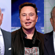 Images of Jeff Bezos, Elon Musk, and Michael Bloomberg